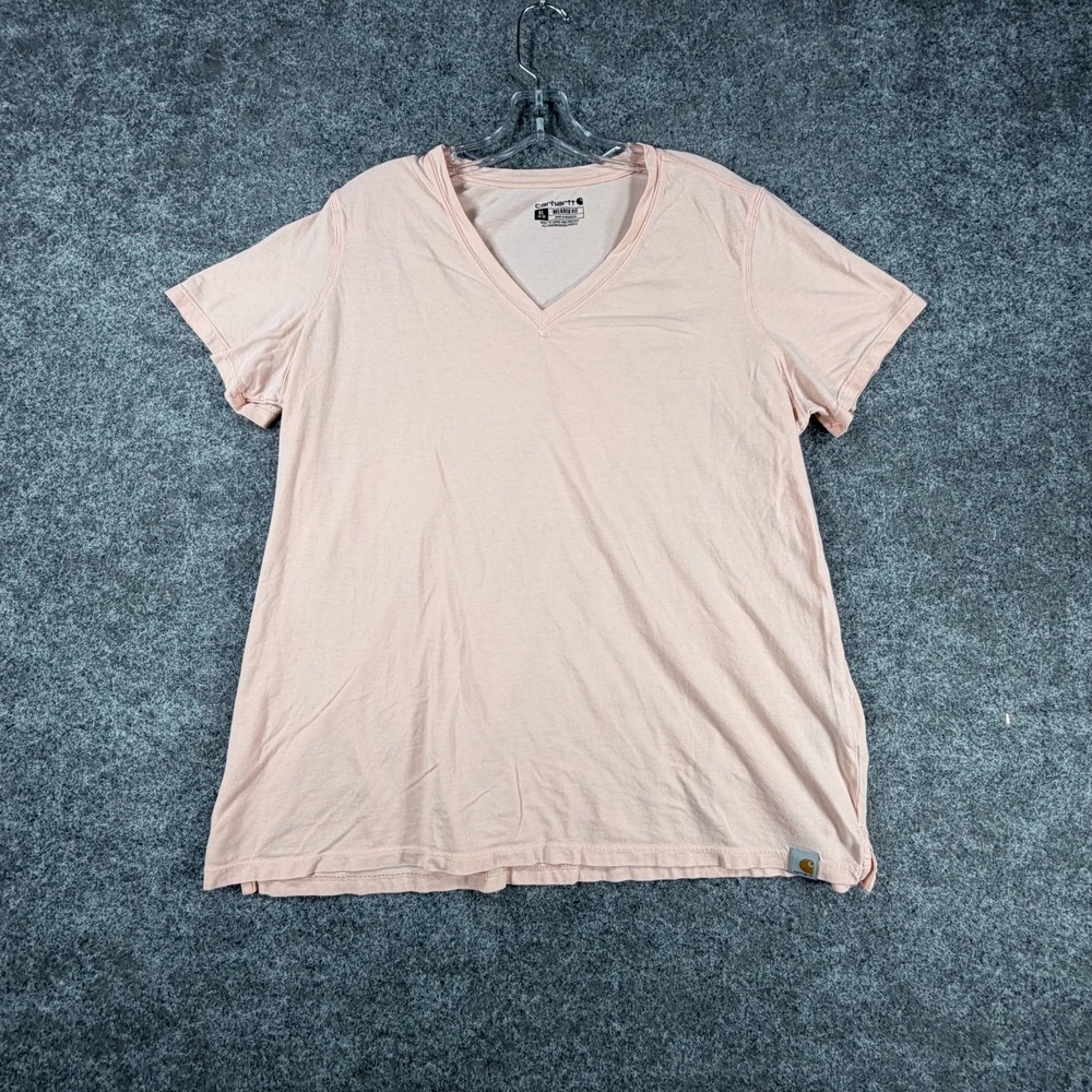 Carhartt Relaxed Fit T-Shirt Womens XL Rose Pink Lightweight Short-Sleeve V-neck - Picture 1 of 16